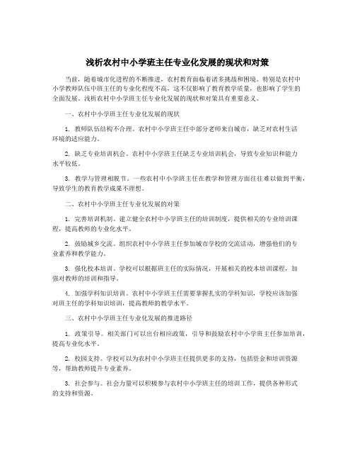 浅析农村中小学班主任专业化发展的现状和对策