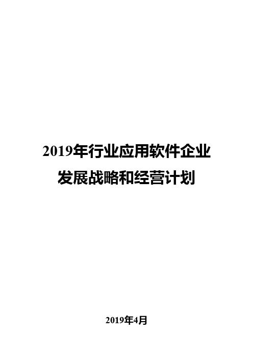 2019年行业应用软件企业发展战略和经营计划