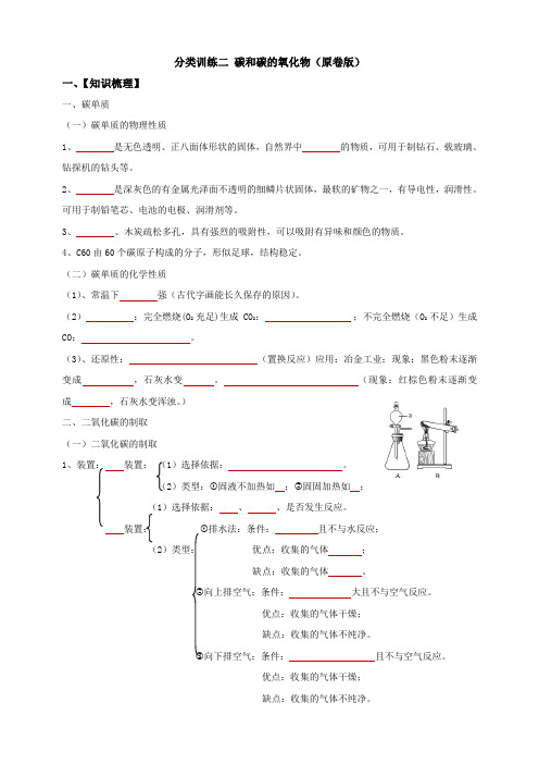 2018年中考化学真题分类训练二 碳和碳的氧化物(原卷版)
