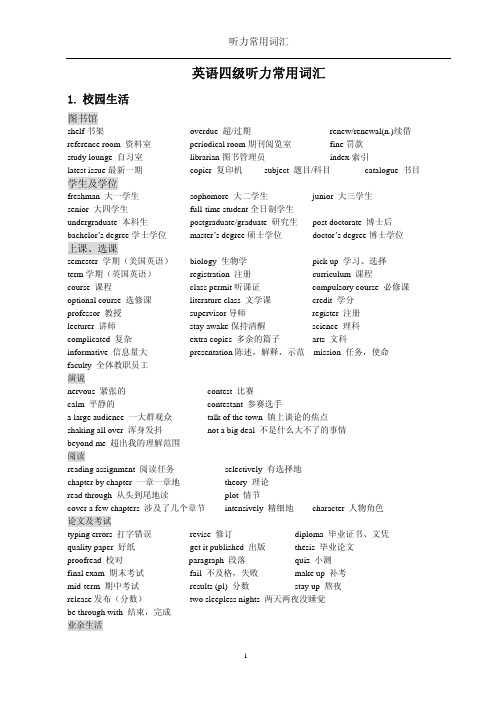 四级听力高频词汇