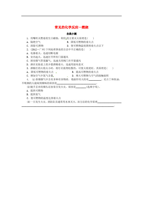 九年级化学全册 4.1 常见的化学反应—燃烧同步练习 (新版)沪教版