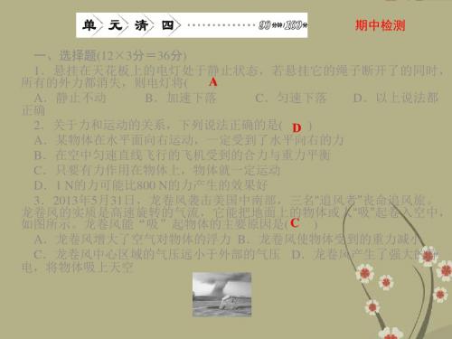 【四清导航】八年级物理下册 期中检测课件 (新版)沪科版