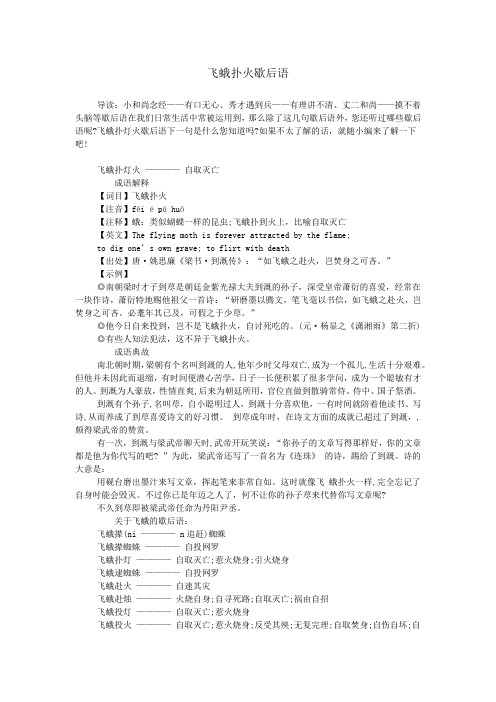 飞蛾扑火歇后语