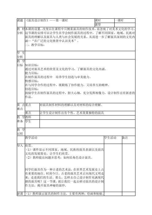 12-1.《面具设计制作》——第一课时