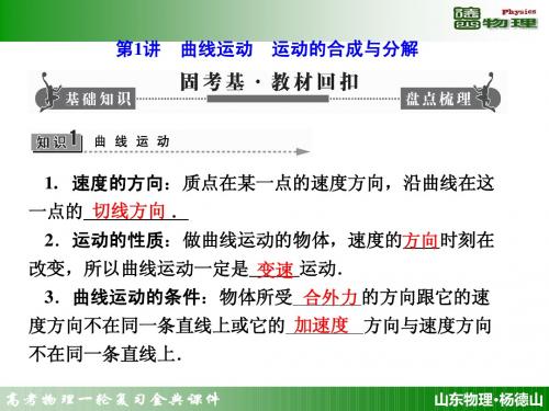 高考物理一轮复习课件：第四章 第1讲 曲线运动 运动的合成与分解