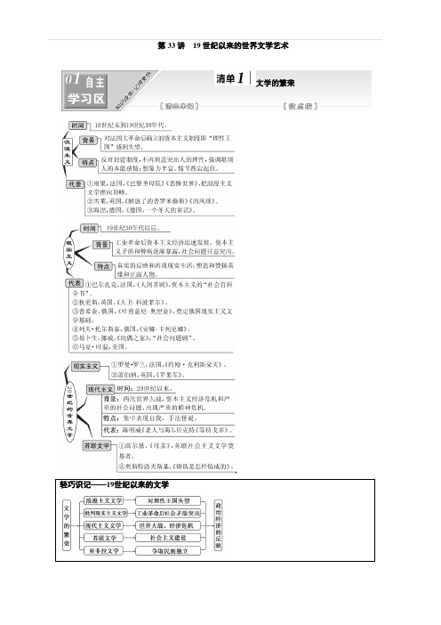 2020高考历史新一线大一轮专题江苏专用讲义：模块三第十五单元第33讲19世纪以来的世界文学艺术含答案