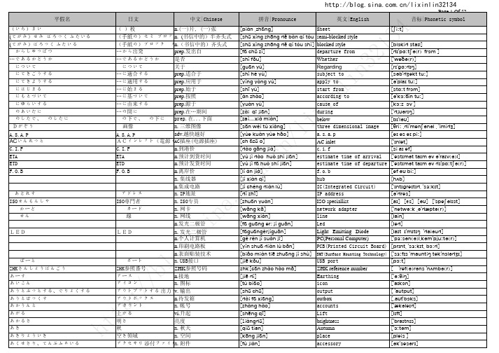 日、中、英文电缆部分词汇