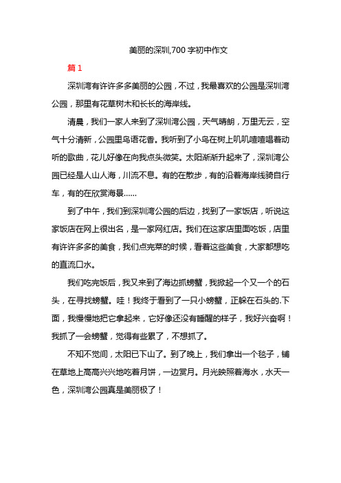 美丽的深圳,700字初中作文