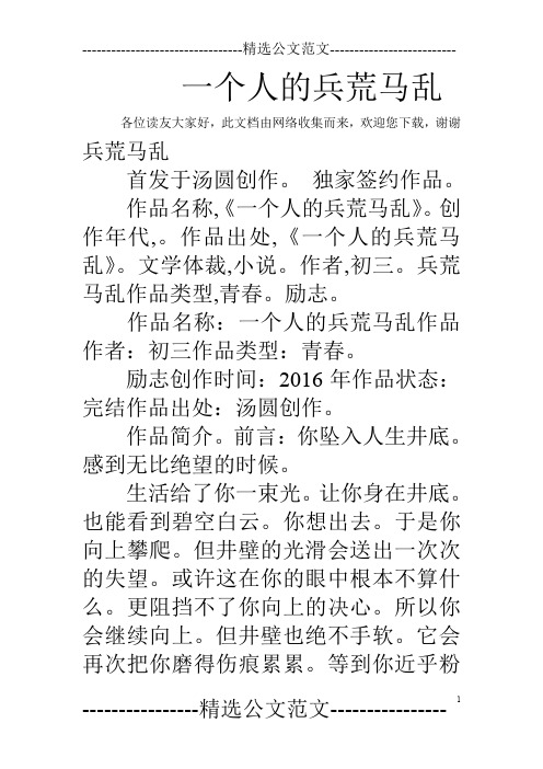一个人的兵荒马乱