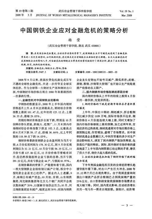 中国钢铁企业应对金融危机的策略分析