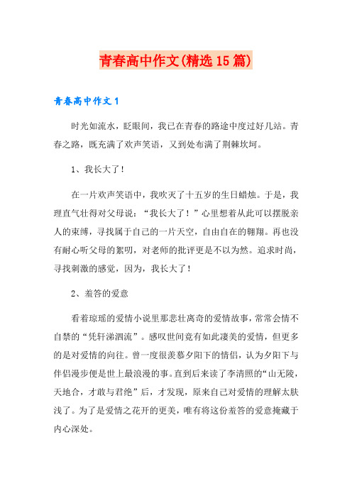 青春高中作文(精选15篇)