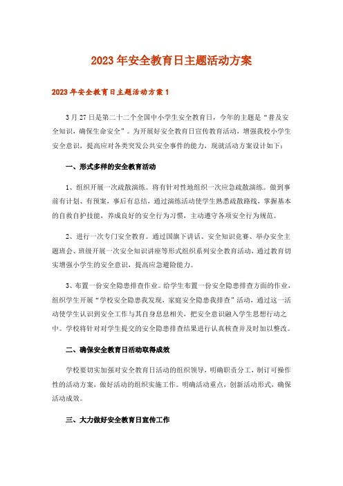 2023年安全教育日主题活动方案_2