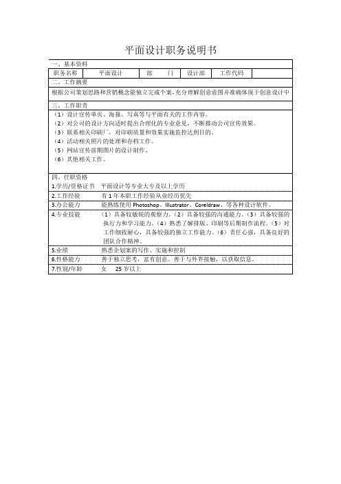 平面设计职位说明书