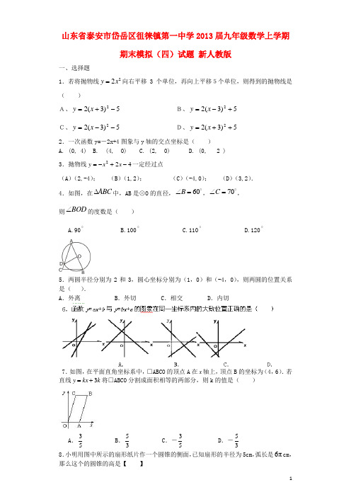 山东省泰安市岱岳区徂徕镇第一中学九年级数学上学期期