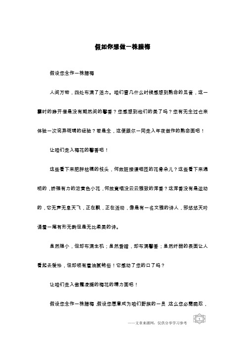 假如你想做一株腊梅