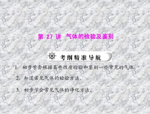 初中化学中考突破第27讲  气体的检验及鉴别