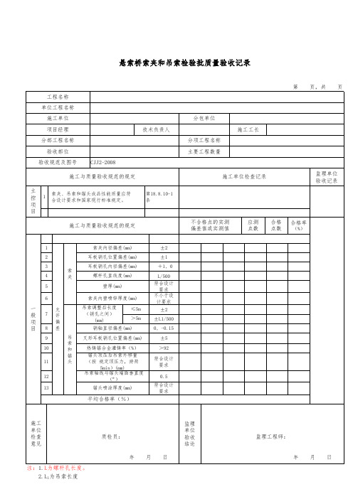 悬索桥索夹和吊索检验批质量验收记录