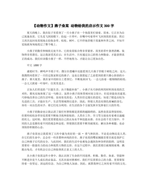 【动物作文】燕子垒窝 动物给我的启示作文300字