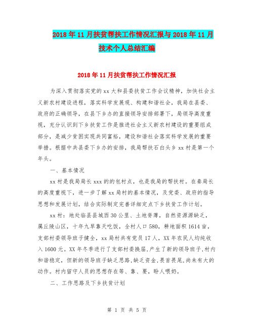 2018年11月扶贫帮扶工作情况汇报与2018年11月技术个人总结汇编.doc