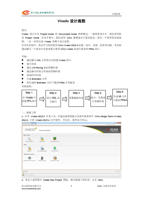 关于FPGA应用软件VIVADO的使用心得体会与操作流程流水灯