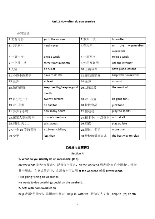 八年级英语上册Unit2Howoftendoyouexercise短语语法知识点汇总新版人教新目标版【经典版】.doc