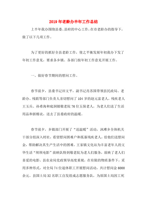 2019年老龄办半年工作总结