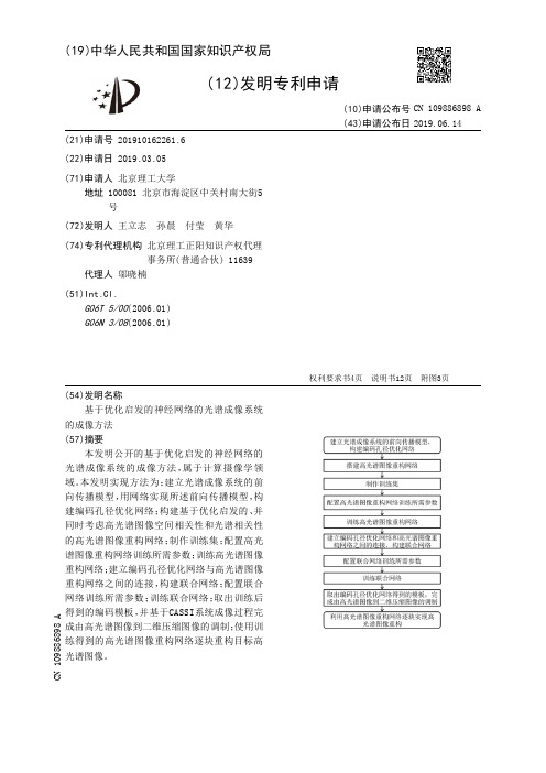 【CN109886898A】基于优化启发的神经网络的光谱成像系统的成像方法【专利】