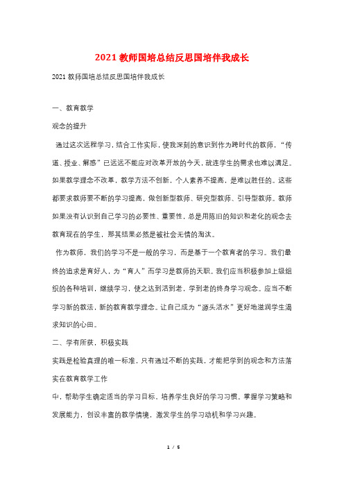 2021教师国培总结反思国培伴我成长