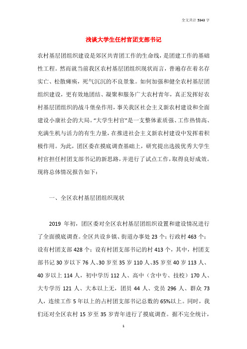 浅谈大学生任村官团支部书记