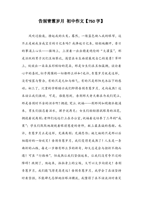 告别青葱岁月 初中作文【750字】