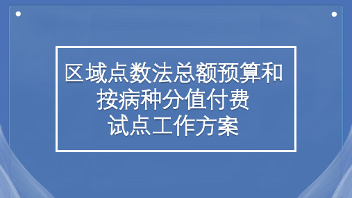 区域点数法总额预算和按病种分值付费试点工作方案