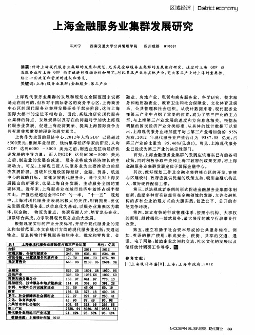 上海金融服务业集群发展研究
