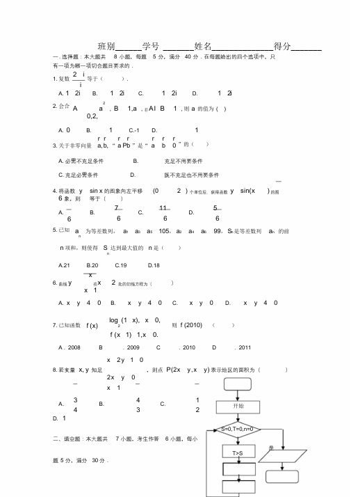 高三数学第二轮强化训练套题(四)理新人教A版