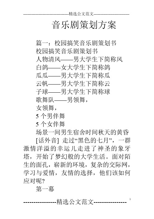 音乐剧策划方案