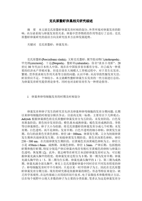 克氏原螯虾卵巢相关研究综述