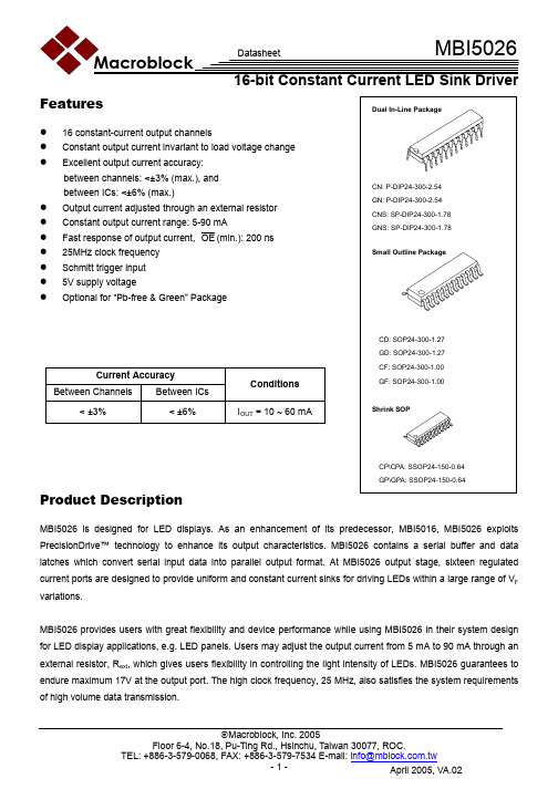 MBI5026 Datasheet-VA.02