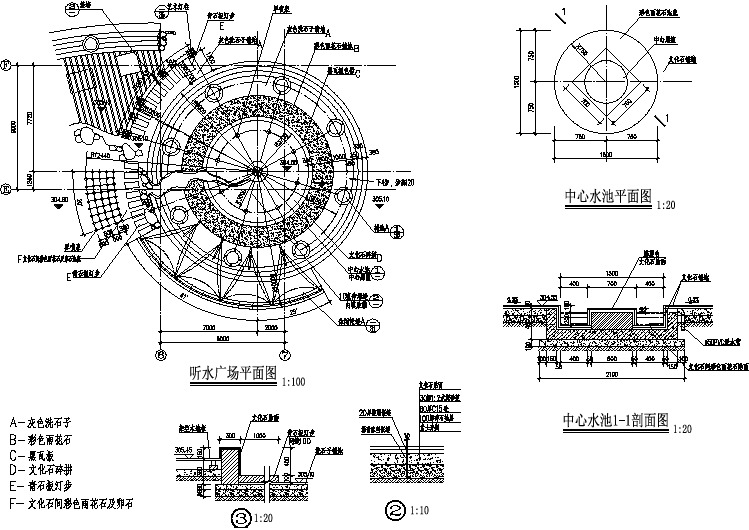 【设计图纸】旱地喷泉设计施工图002(精选CAD图例)