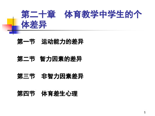 体育心理学---第二十章  体育教学中学生的个体差异ppt课件