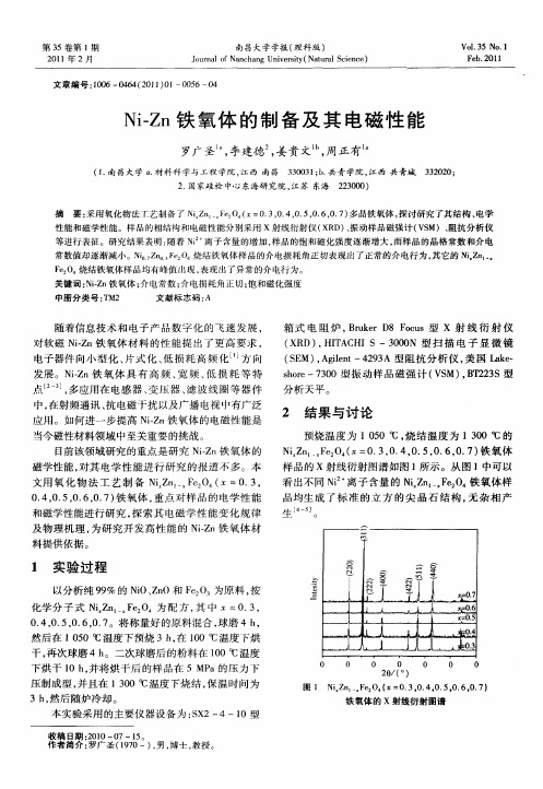 Ni-Zn铁氧体的制备及其电磁性能