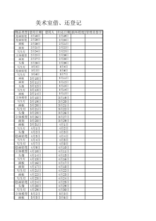 美术室器材借还记录