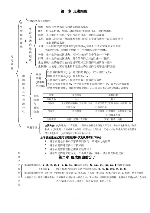 生物必修一(一至四章知识框架)