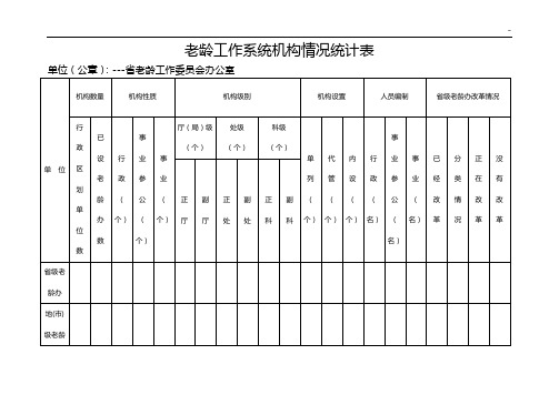 全国老龄工作系统机构设置情况统计表