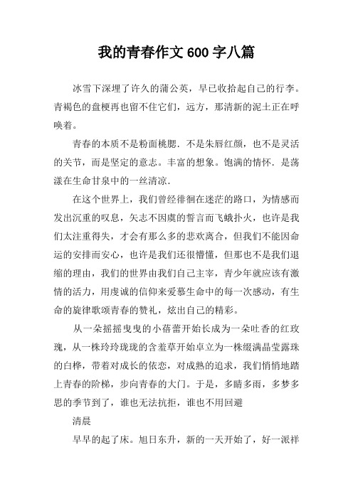 我的青春作文600字八篇