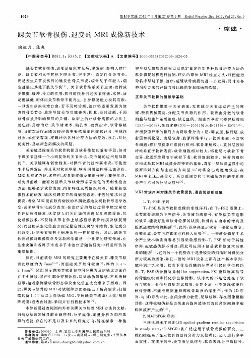 踝关节软骨损伤、退变的MRI成像新技术