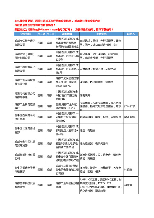 2020新版四川省连接器工商企业公司名录名单黄页联系方式大全103家
