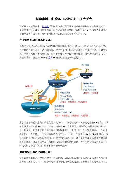 恒逸集团：多系统、多组织催生IT大平台