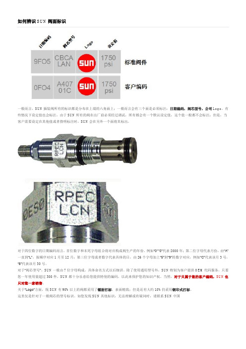 如何辨识SUN阀面标识