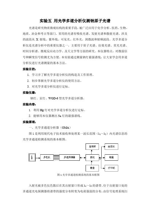 实验六用光学多道分析仪测钠原子光谱