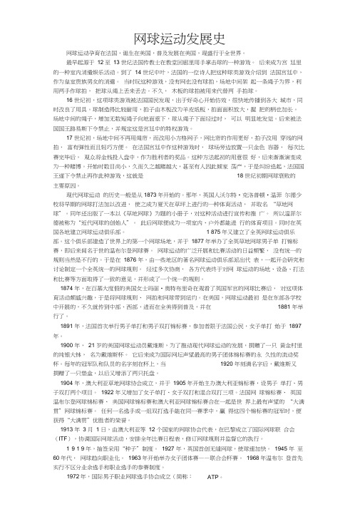 网球运动发展史