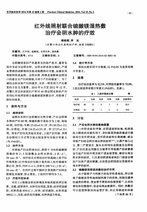 红外线照射联合硫酸镁湿热敷治疗会阴水肿的疗效